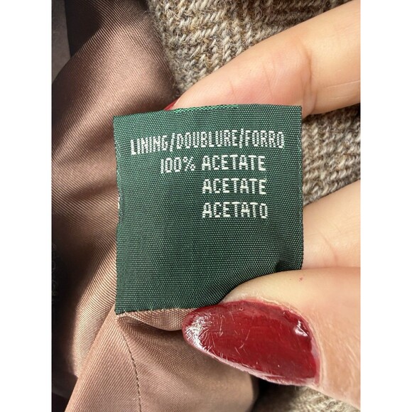 VTG Ralph Lauren LRL Brown tweed wool blazer Suede leather elbow pads size 8 Rea - Picture 7 of 13